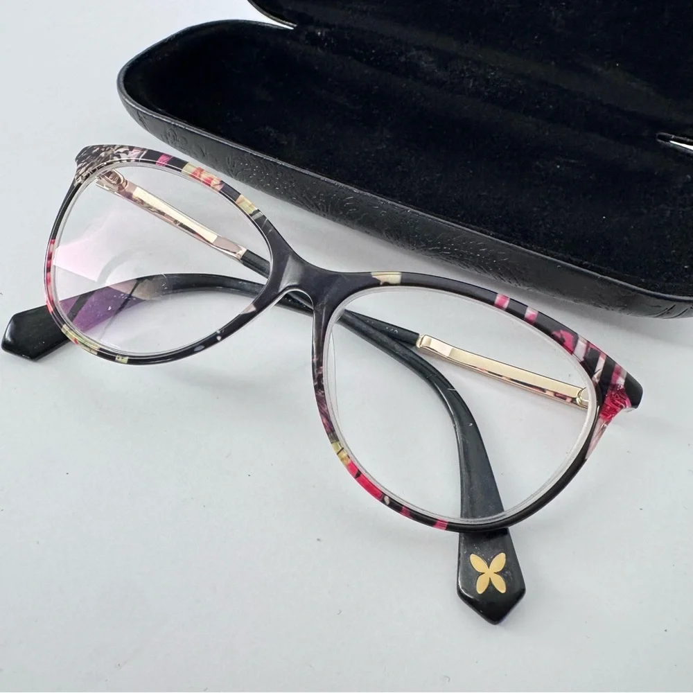 Christian Lacroix Tortoise Eyeglass Frames Prescription Faux Leather Hard Case